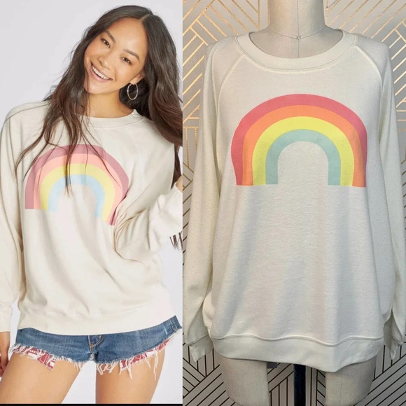 Wildfox After‎ The Rain Rainbow Sommers Sweatshirt - Picture 1 of 11